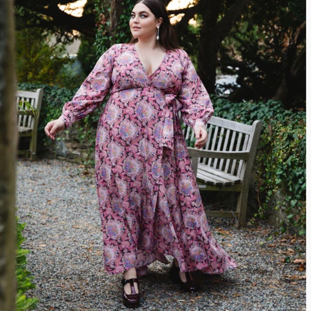 Baacal Maxey Green wildflower wrap dress